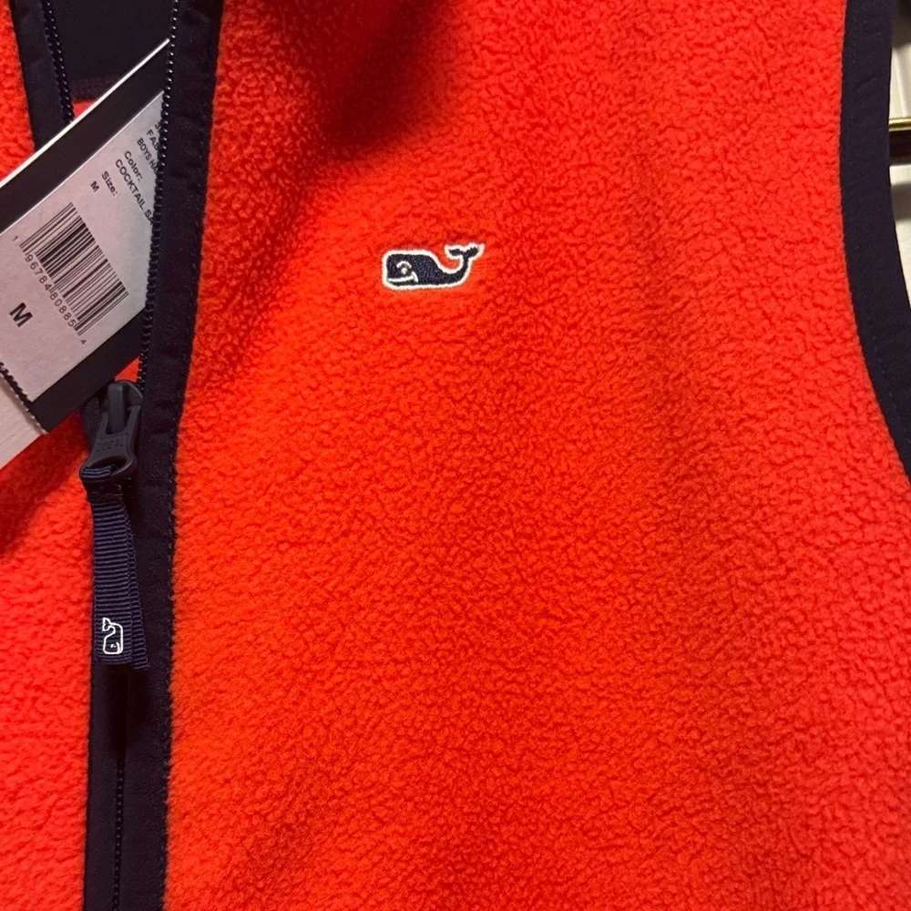 Vineyard Vines Kids Vest in Vibrant Orange with Navy Trim